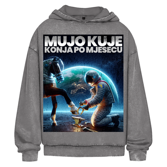 Mujo kuje verwaschener Oversize-Hoodie