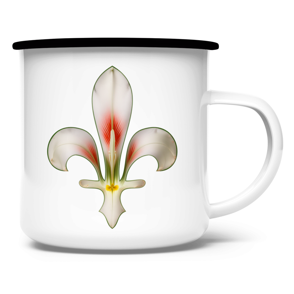 Emaille Tasse mit bosnischer Lilie