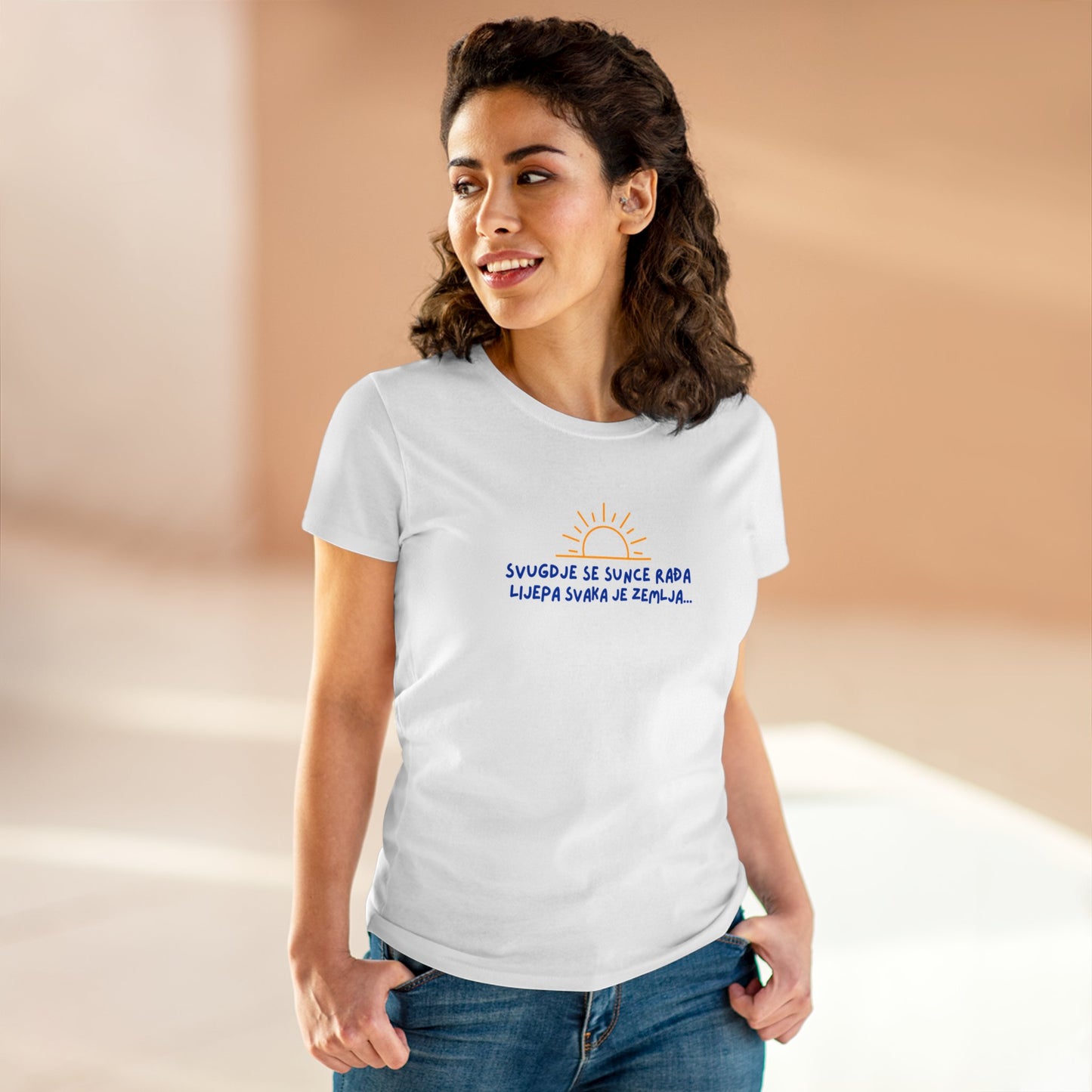 Bosnisches Thema Damen-Mittelgewicht Baumwoll-T-Shirt