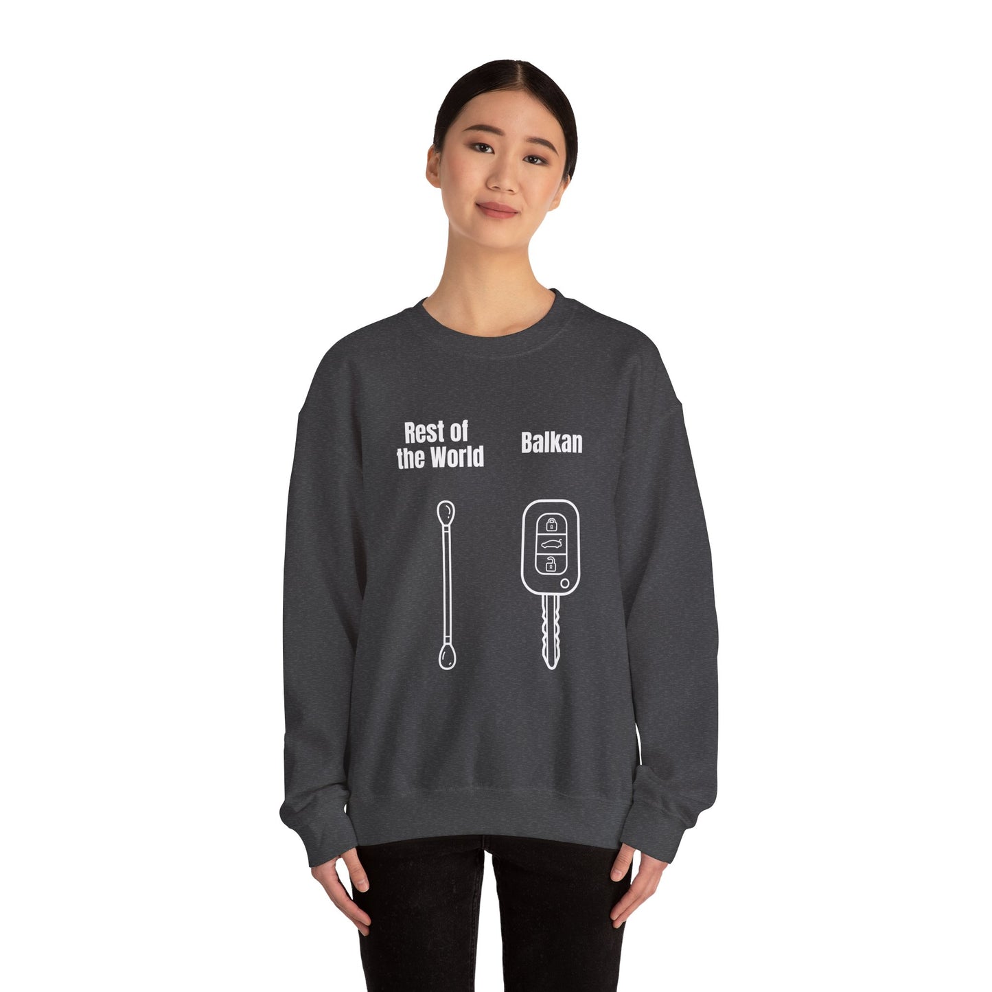 Lustiges Sweatshirt mit Rundhalsausschnitt und Balkan-Motiv