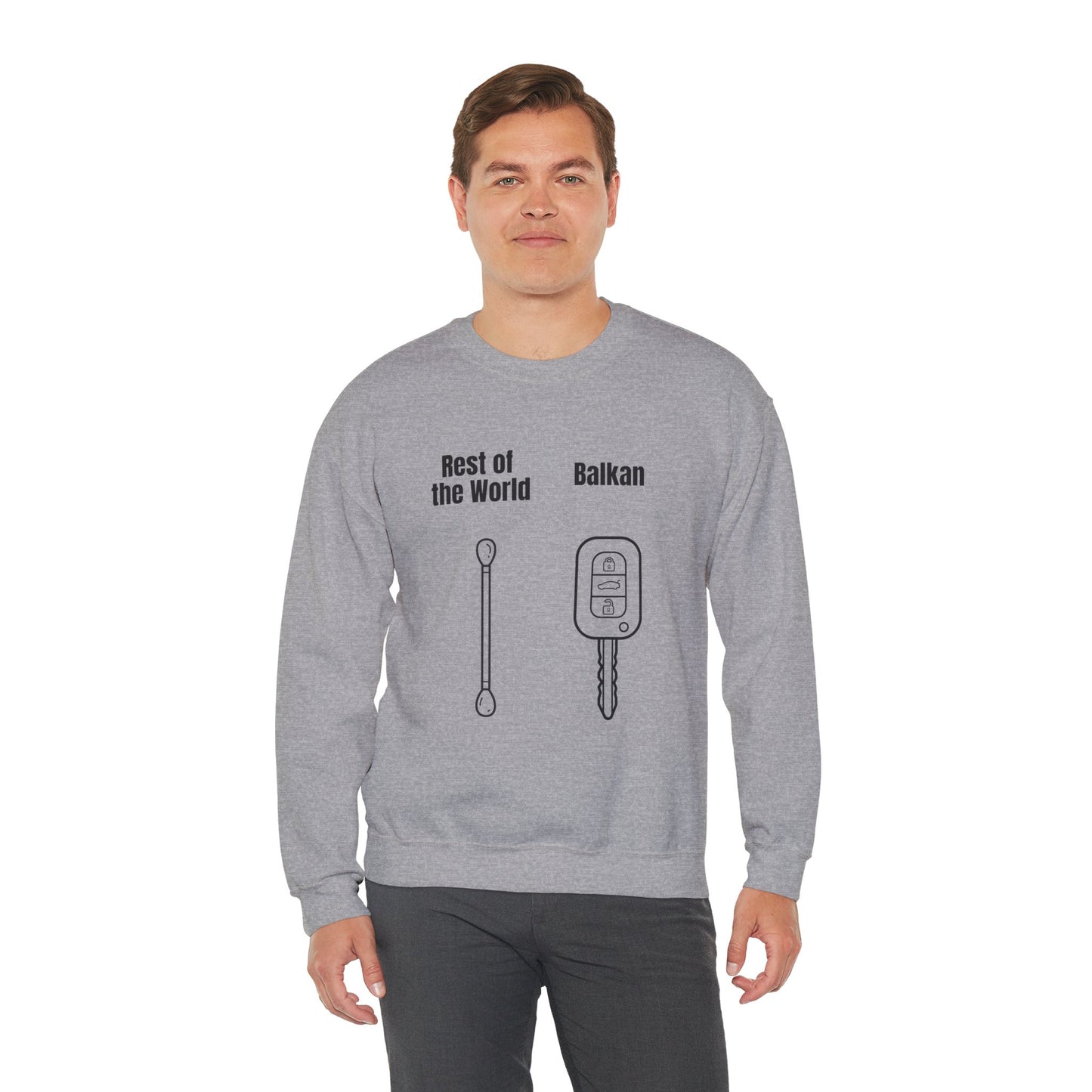 Lustiges Sweatshirt mit Rundhalsausschnitt und Balkan-Motiv