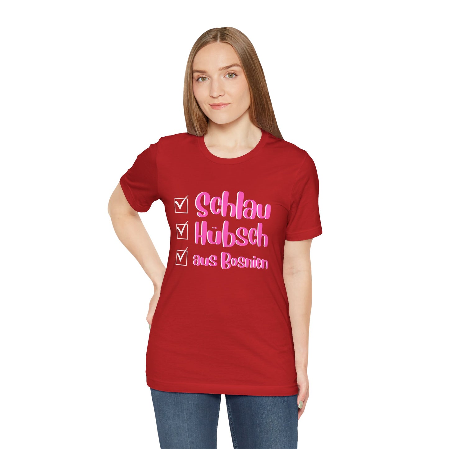 Bosnisches Lustiges Unisex Kurzärmeliges T-Shirt