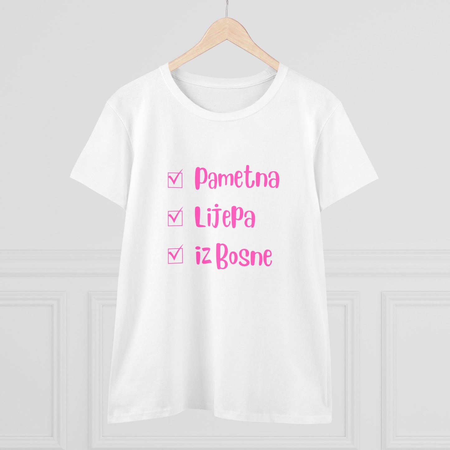 Damen Mittelschweres Baumwoll-T-Shirt im bosnischen Stil