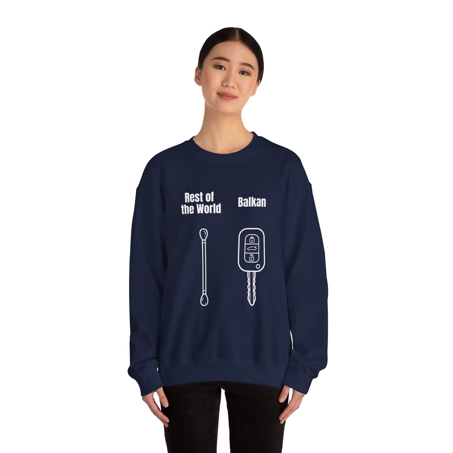 Lustiges Sweatshirt mit Rundhalsausschnitt und Balkan-Motiv