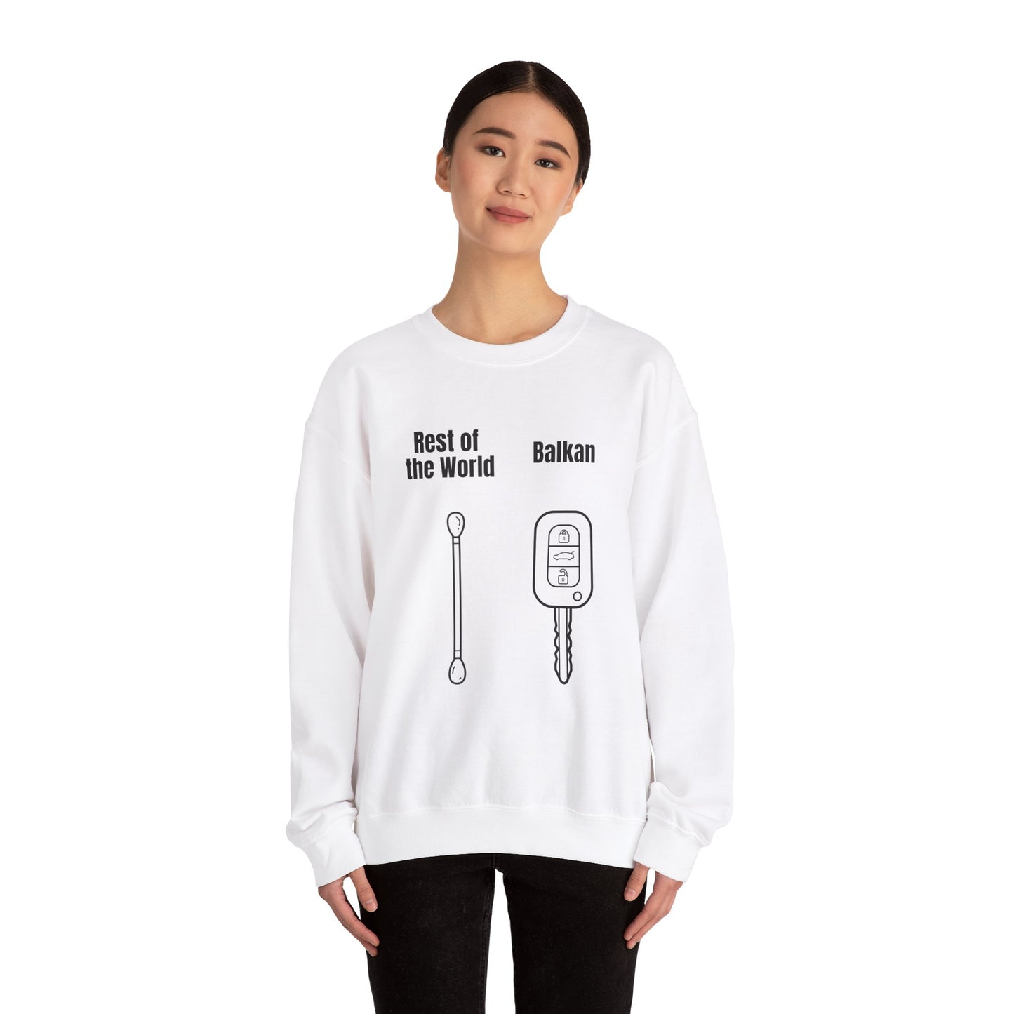 Lustiges Sweatshirt mit Rundhalsausschnitt und Balkan-Motiv