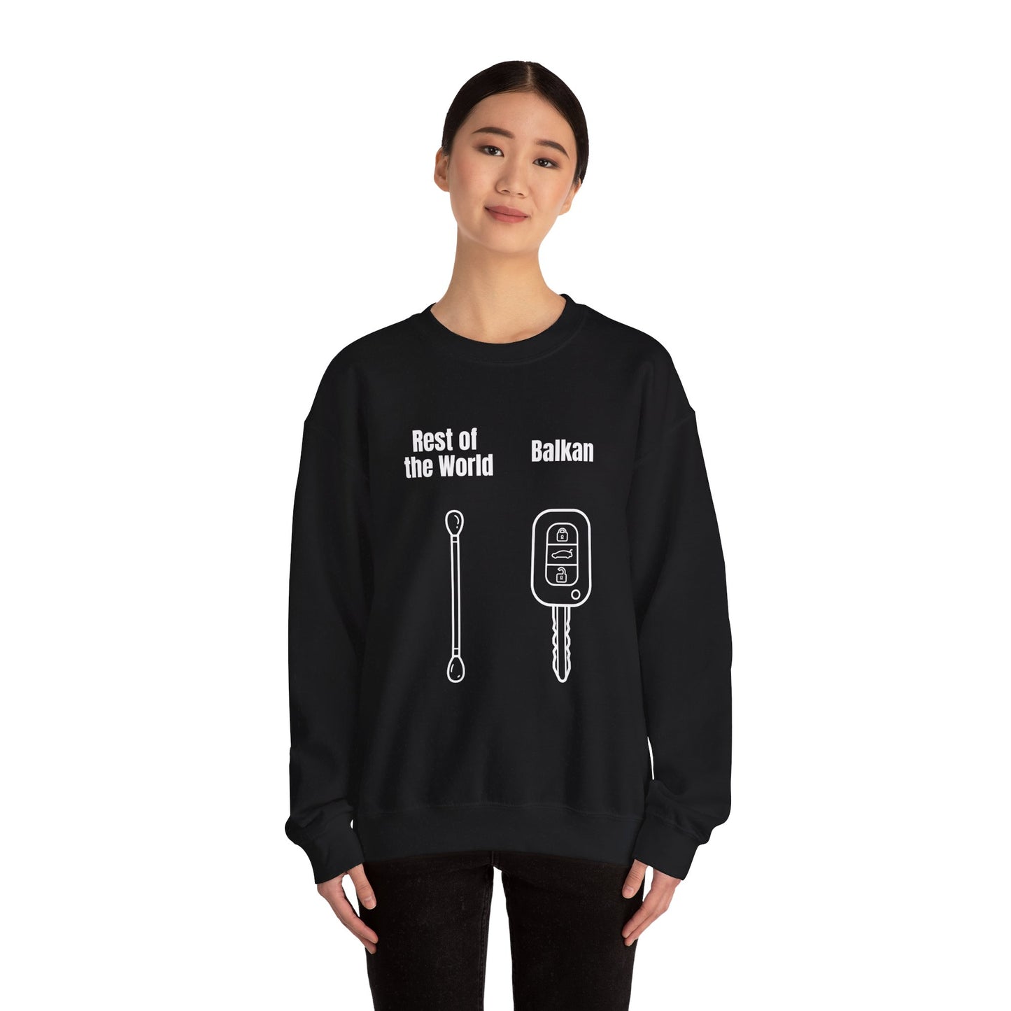 Lustiges Sweatshirt mit Rundhalsausschnitt und Balkan-Motiv