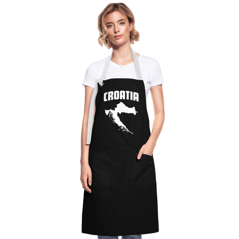 Latzschürze im Kroatien-Stil - Schwarz/Weiß