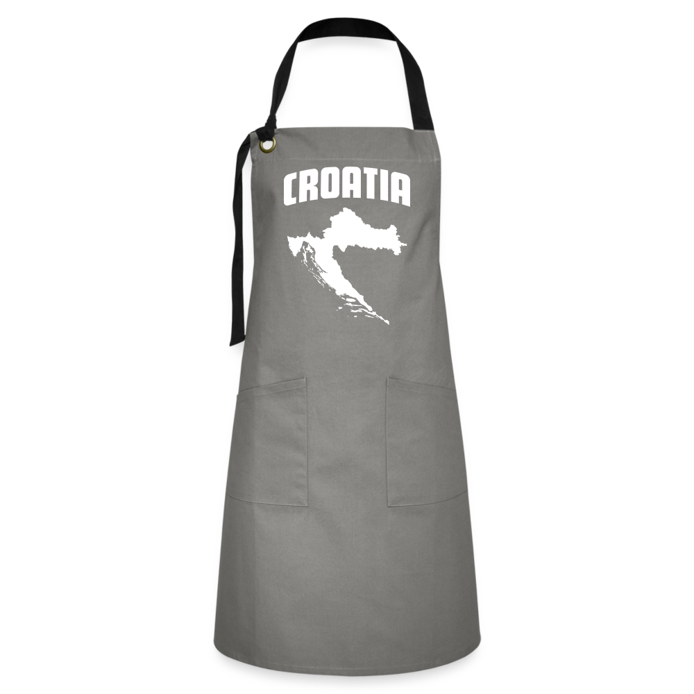 Latzschürze im Kroatien-Stil - Grau/Schwarz