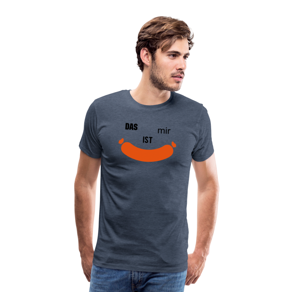 Das ist mir Wurst Herren Premium Baumwoll-T-Shirt - Blau meliert