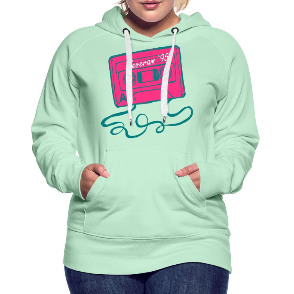 Damen Kapuzenpullover mit retro Musikkassette Deveram - helles Mintgrün