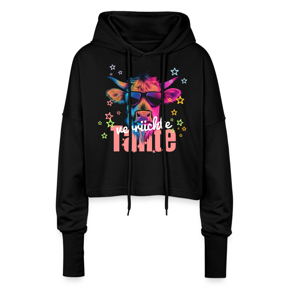 Verrückte Tante Kurzer Damen-Hoodie - Schwarz