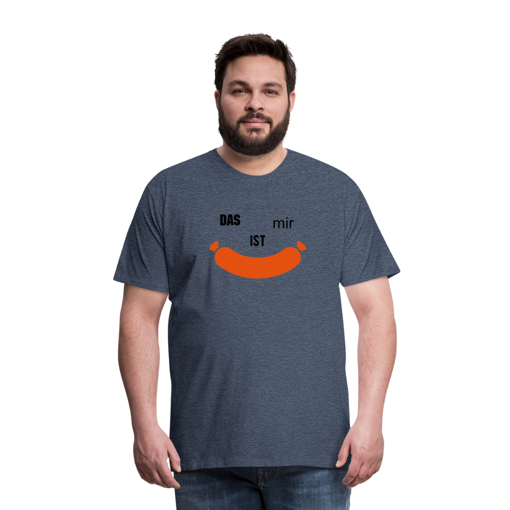 Das ist mir Wurst Herren Premium Baumwoll-T-Shirt - Blau meliert