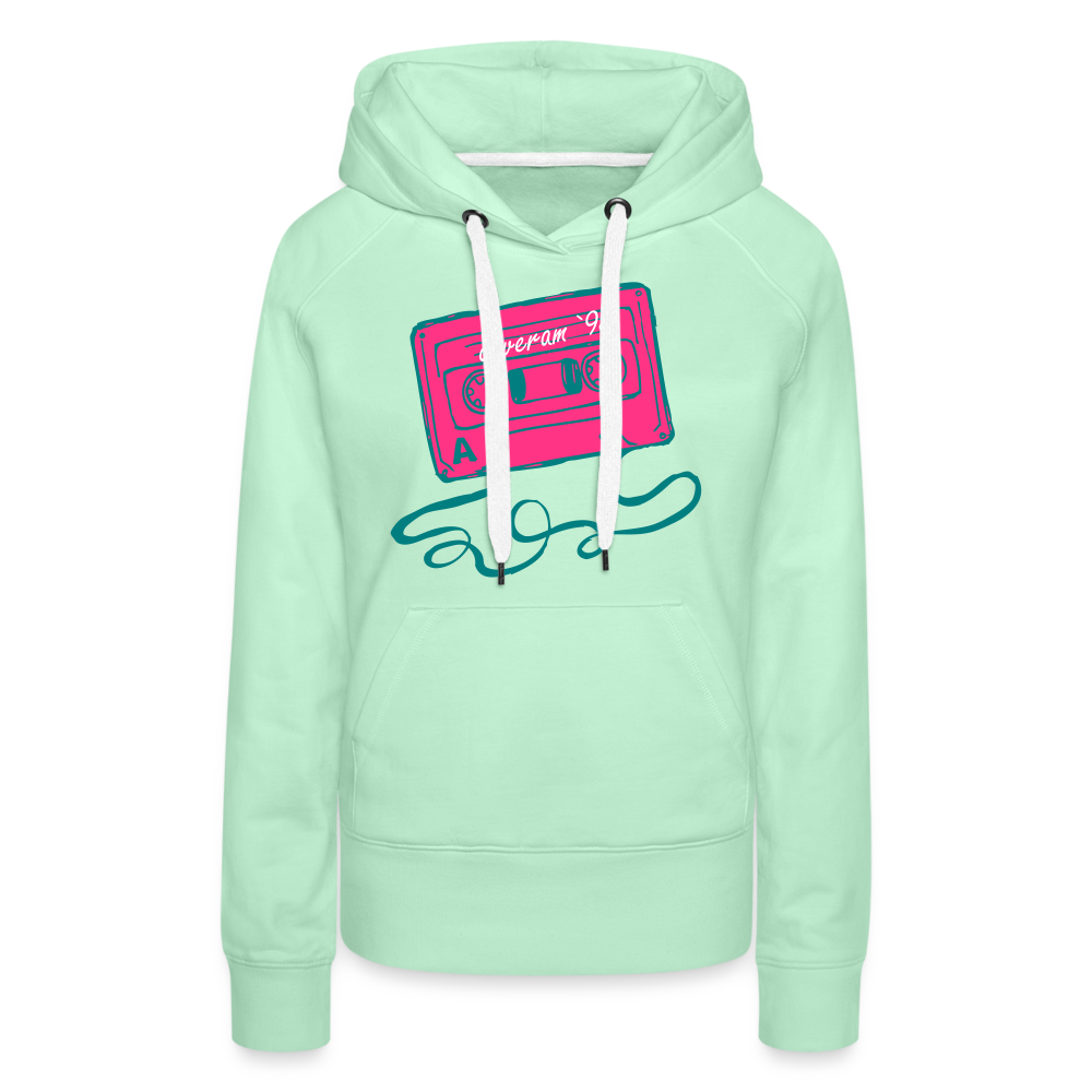 Damen Kapuzenpullover mit retro Musikkassette Deveram - helles Mintgrün