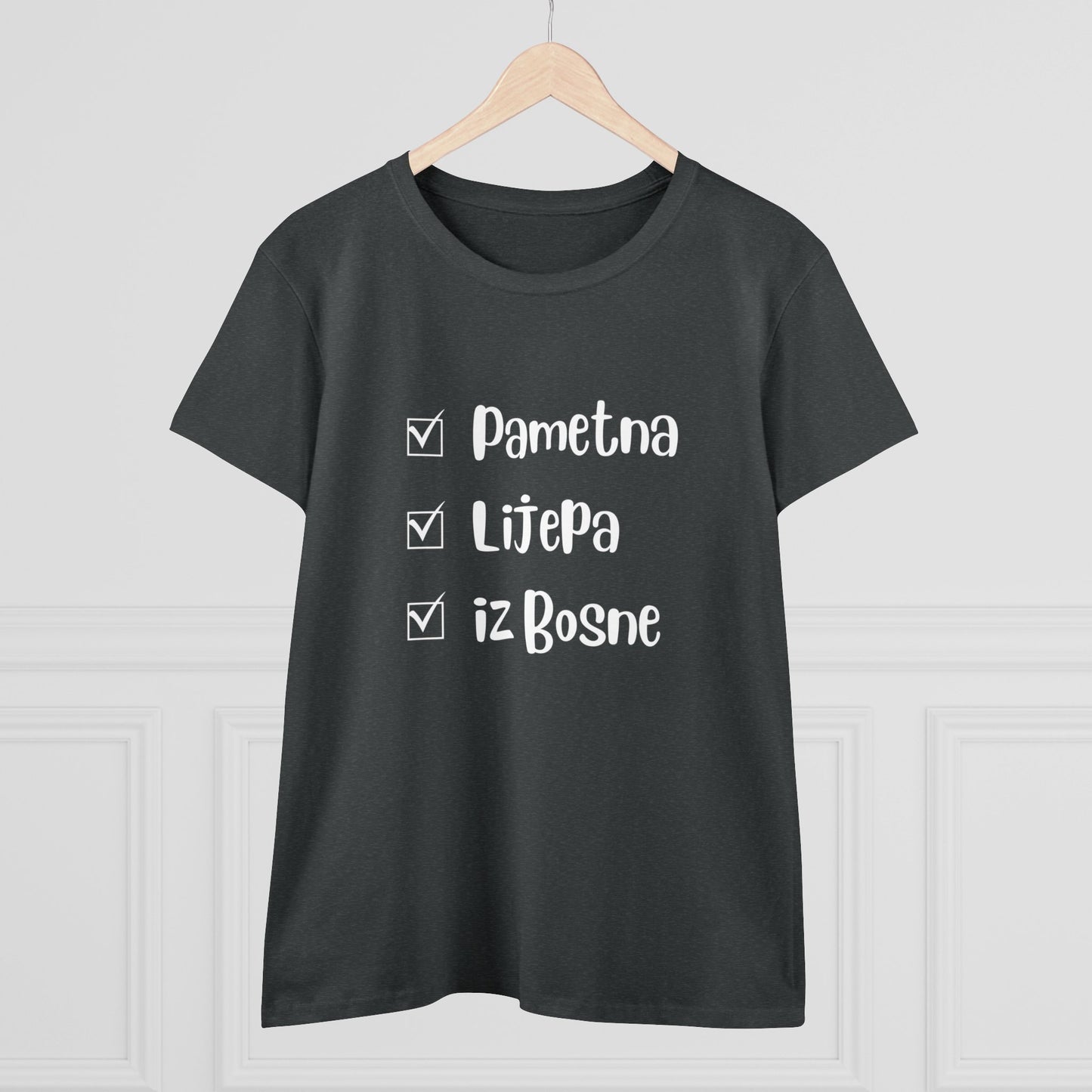 Damen Mittelschweres Baumwoll-T-Shirt im bosnischen Stil