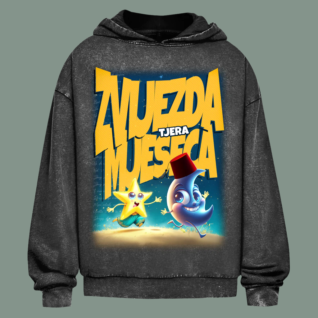 Zvijezda tjera mjeseca verwaschener Oversize-Hoodie