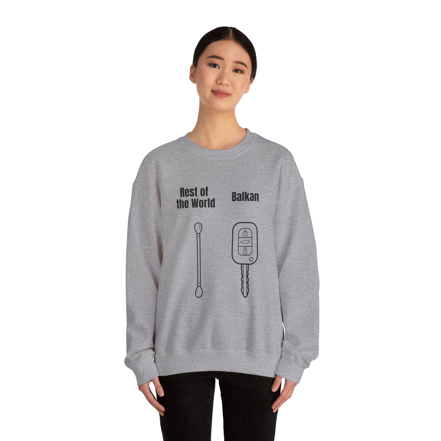 Lustiges Sweatshirt mit Rundhalsausschnitt und Balkan-Motiv