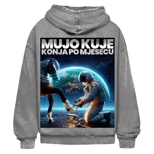Mujo kuje Verwaschener Oversize-Hoodie hinten Design