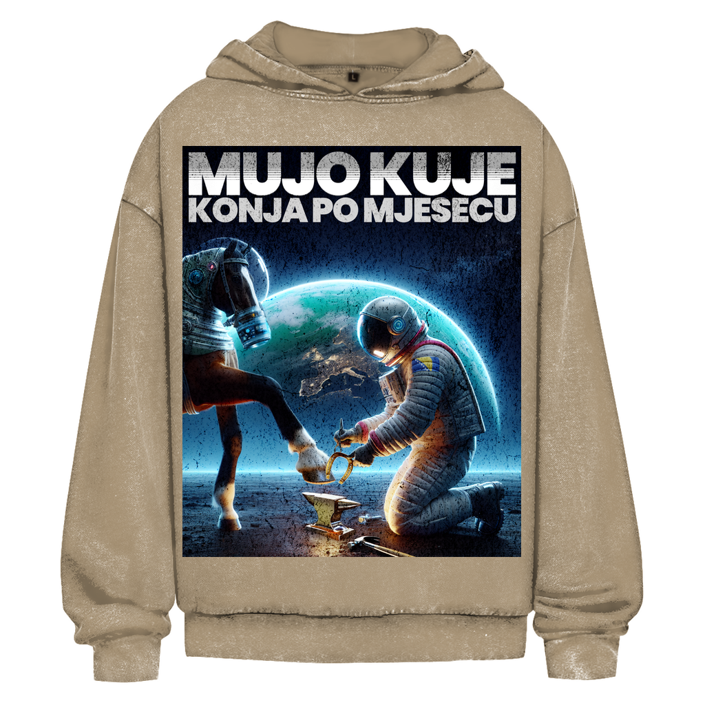Mujo kuje verwaschener Oversize-Hoodie