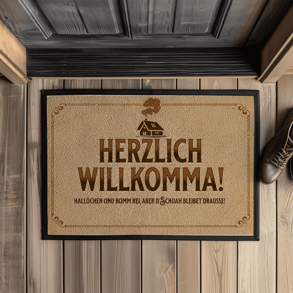 Schwäbisch Fußmatte mit Gummirand