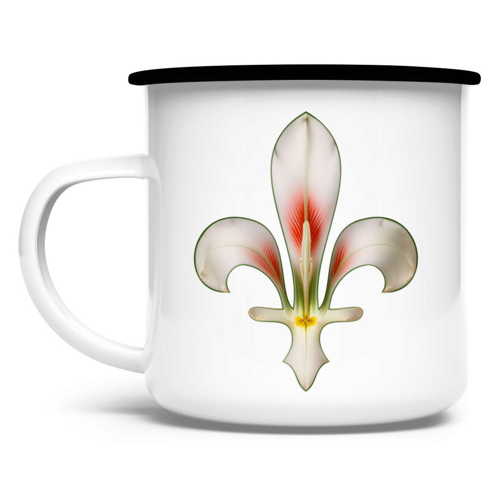 Emaille Tasse mit bosnischer Lilie