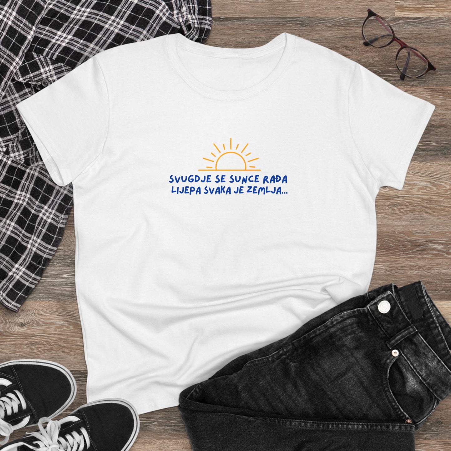 Bosnisches Thema Damen-Mittelgewicht Baumwoll-T-Shirt