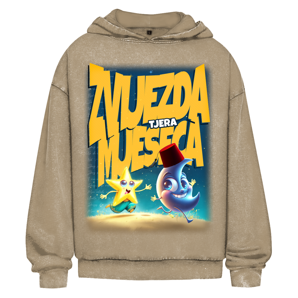 Zvijezda tjera mjeseca verwaschener Oversize-Hoodie
