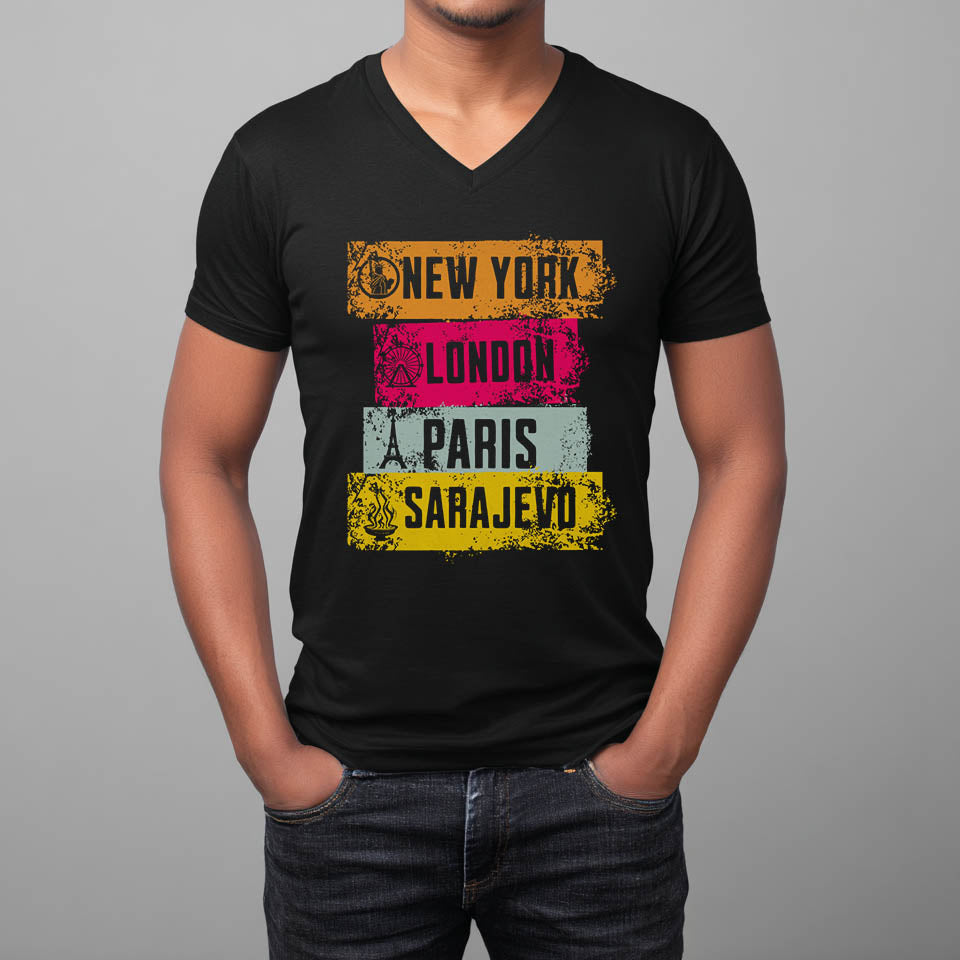Metropole Herren Premium Bio V-Neck T-Shirt