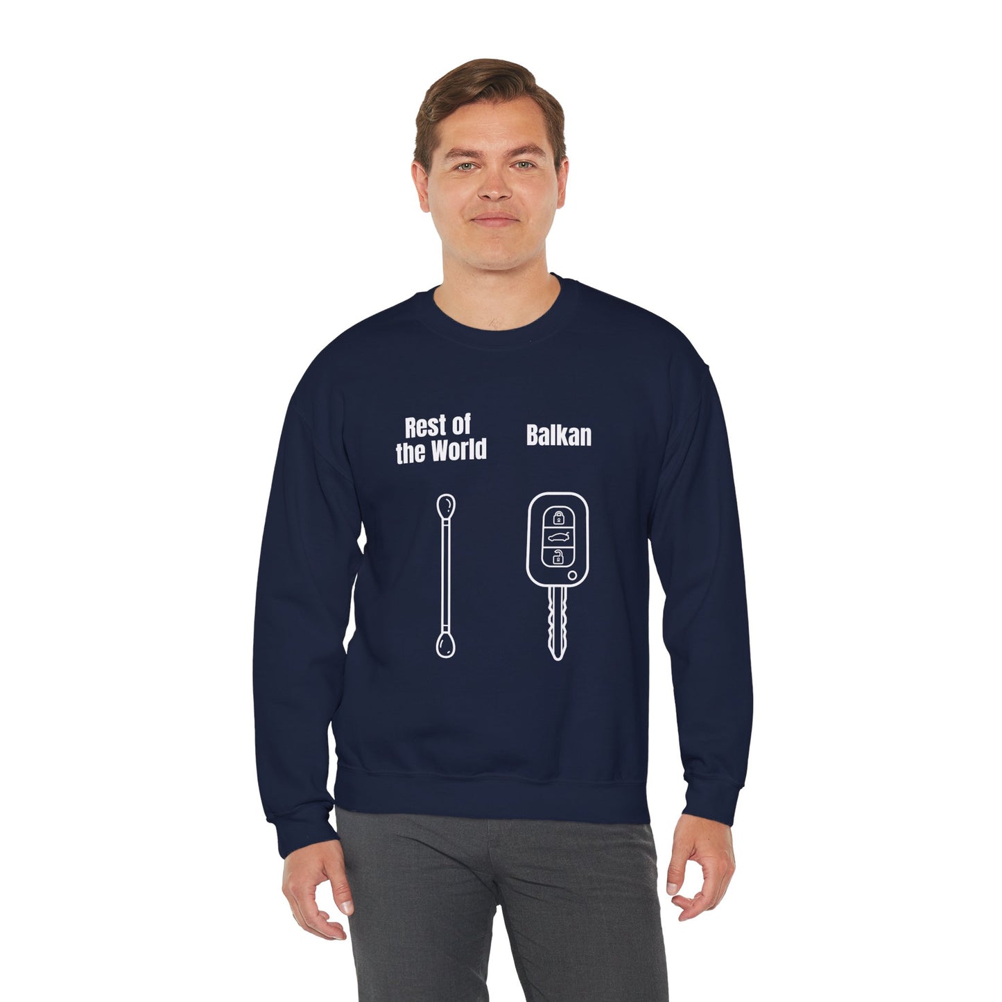 Lustiges Sweatshirt mit Rundhalsausschnitt und Balkan-Motiv