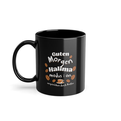 Guten Morgen Schwarze Tassekaffee