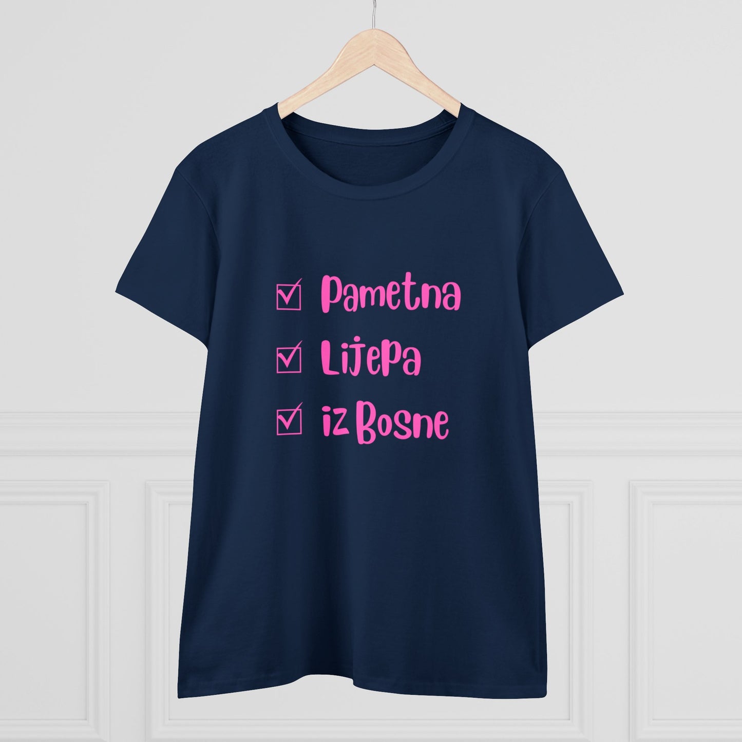 Damen Mittelschweres Baumwoll-T-Shirt im bosnischen Stil