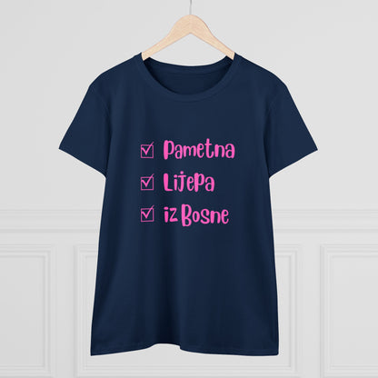 Damen Mittelschweres Baumwoll-T-Shirt im bosnischen Stil