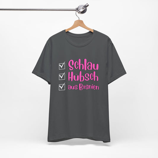 Bosnisches Lustiges Unisex Kurzärmeliges T-Shirt