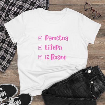 Damen Mittelschweres Baumwoll-T-Shirt im bosnischen Stil