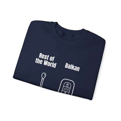 Lustiges Sweatshirt mit Rundhalsausschnitt und Balkan-Motiv