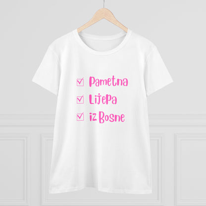 Damen Mittelschweres Baumwoll-T-Shirt im bosnischen Stil