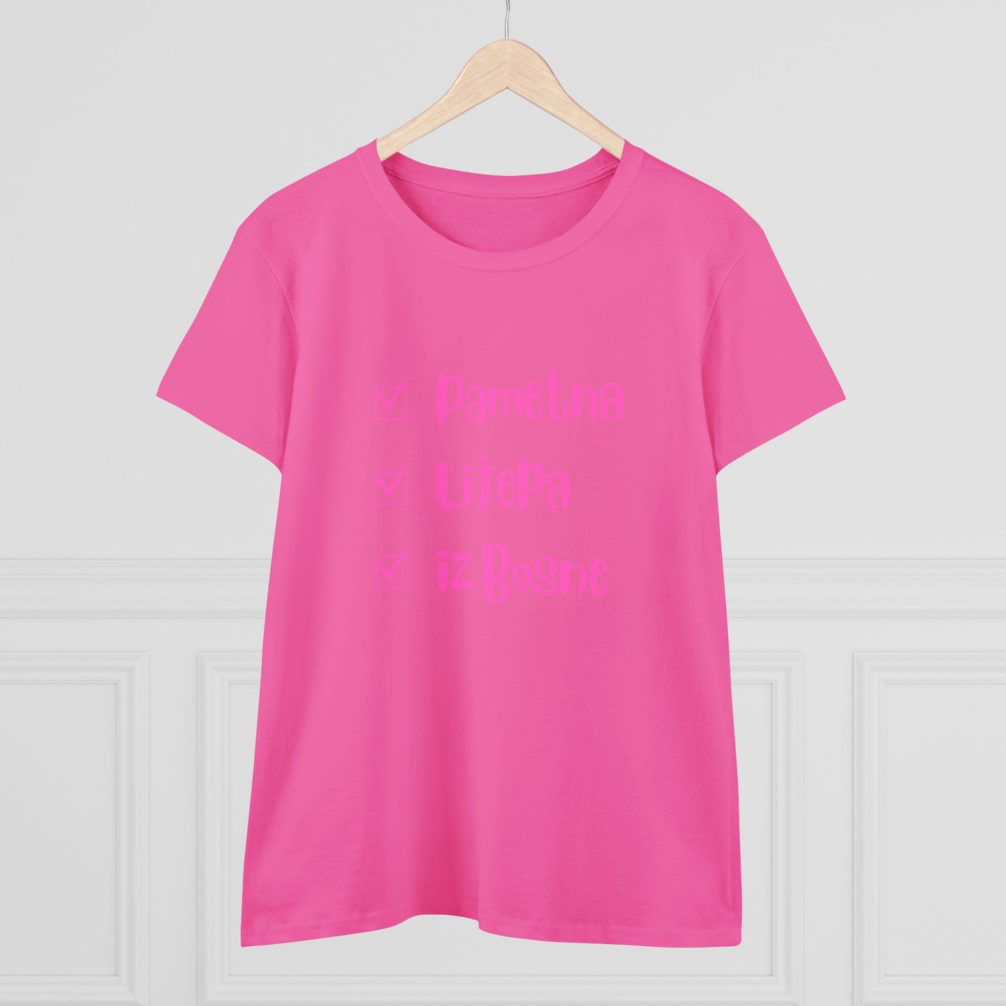 Damen Mittelschweres Baumwoll-T-Shirt im bosnischen Stil