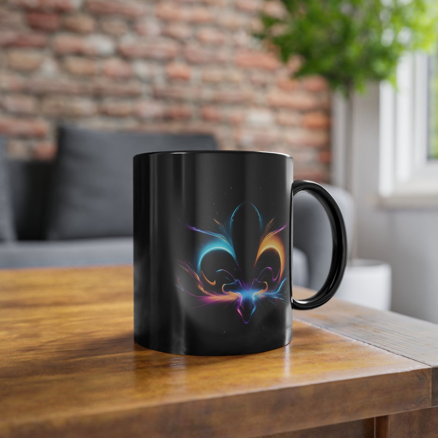 Bosnische Lilie, neonschwarze Kaffeetasse, 0,33 L