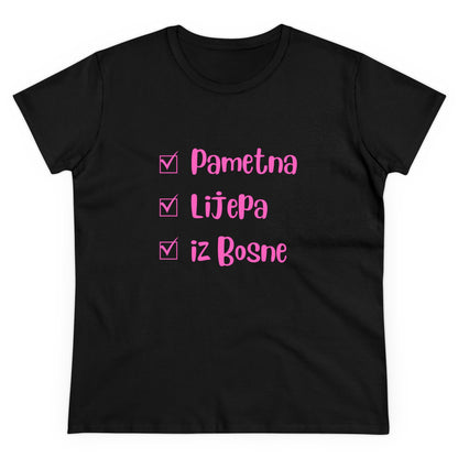 Damen Mittelschweres Baumwoll-T-Shirt im bosnischen Stil