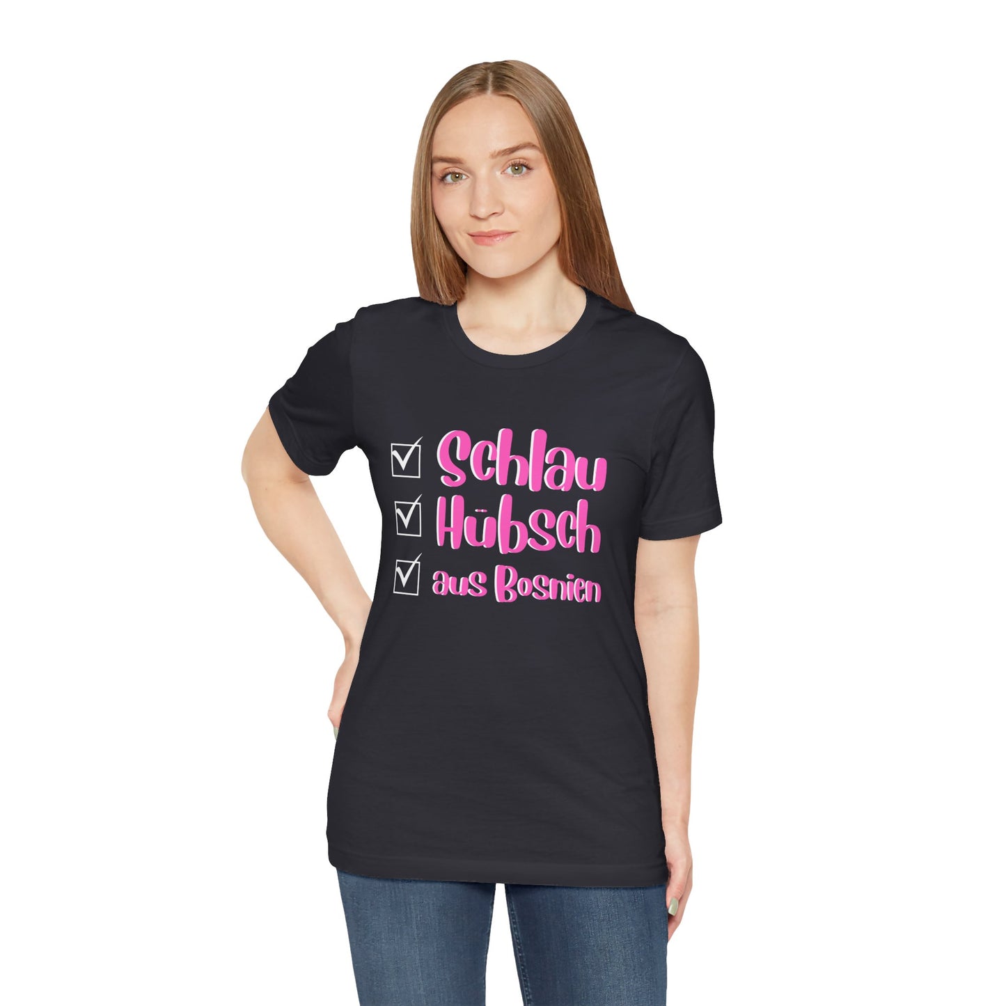 Bosnisches Lustiges Unisex Kurzärmeliges T-Shirt
