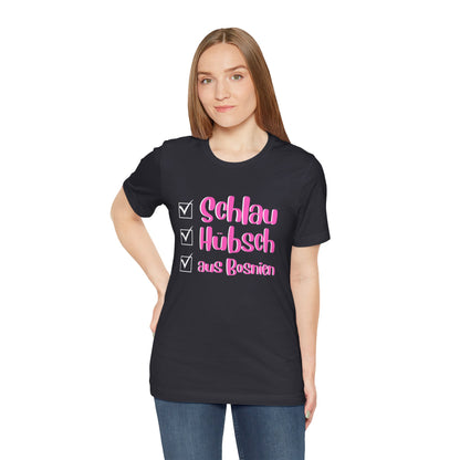 Bosnisches Lustiges Unisex Kurzärmeliges T-Shirt