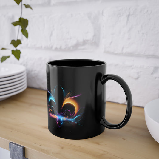 Bosnische Lilie, neonschwarze Kaffeetasse, 0,33 L