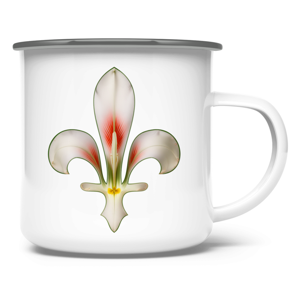 Emaille Tasse mit bosnischer Lilie