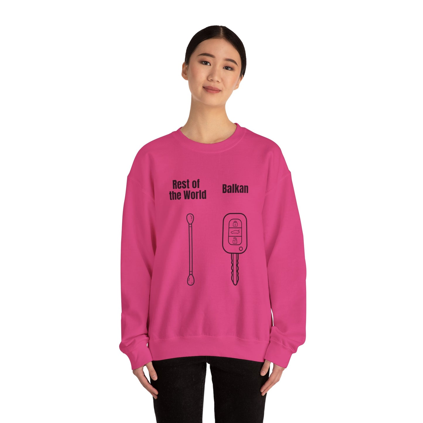 Lustiges Sweatshirt mit Rundhalsausschnitt und Balkan-Motiv