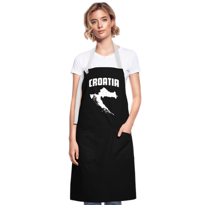Latzschürze im Kroatien-Stil - Schwarz/Weiß