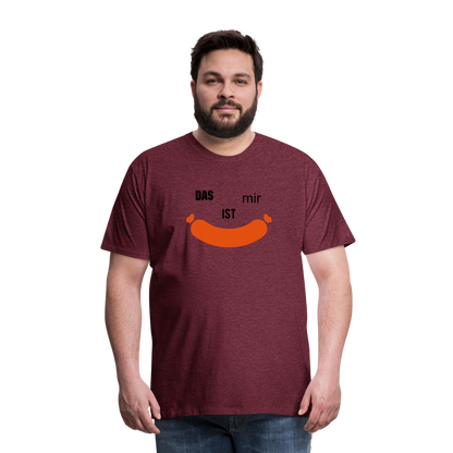 Das ist mir Wurst Herren Premium Baumwoll-T-Shirt - Bordeauxrot meliert