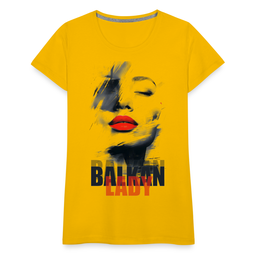 Balkan Frau Damen Premium T-Shirt - Sonnengelb
