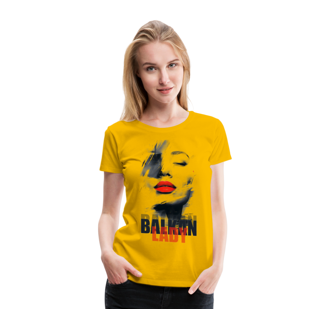 Balkan Frau Damen Premium T-Shirt - Sonnengelb