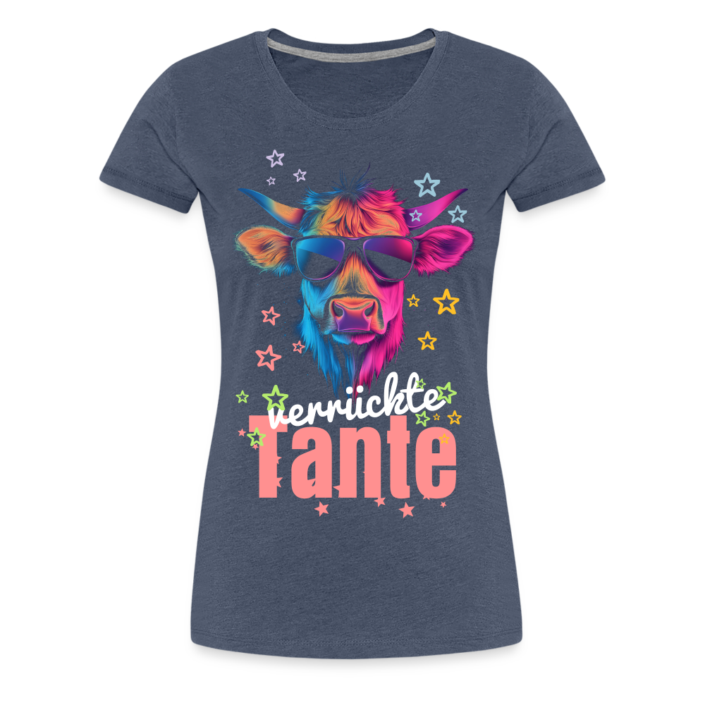 Moderne Tante Damen Premium T-Shirt - Blau meliert