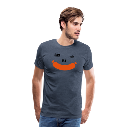 Das ist mir Wurst Herren Premium Baumwoll-T-Shirt - Blau meliert