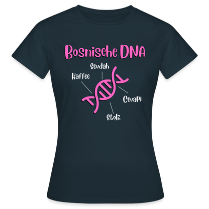 Bosnische DNA" Frauen Kurzärmeliges T-Shirt - Navy